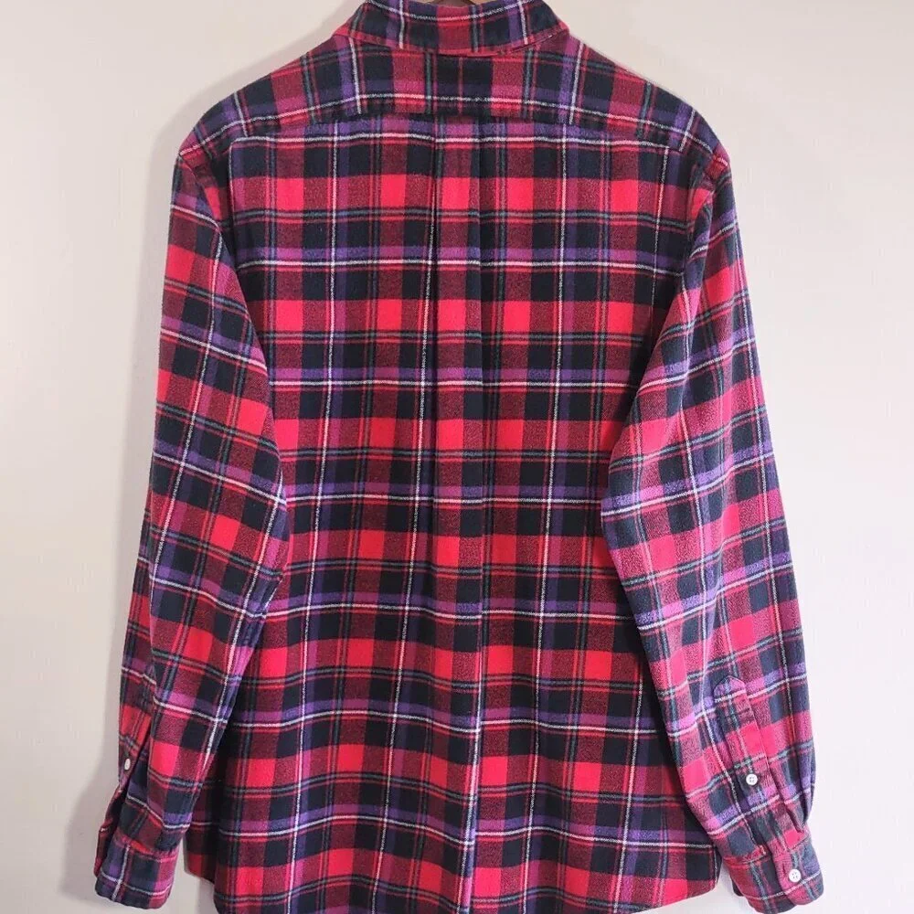 Ralph Lauren Mens Plaid Flannel Shirt Size XL Polo Pony Custom Fit Long Sleeve